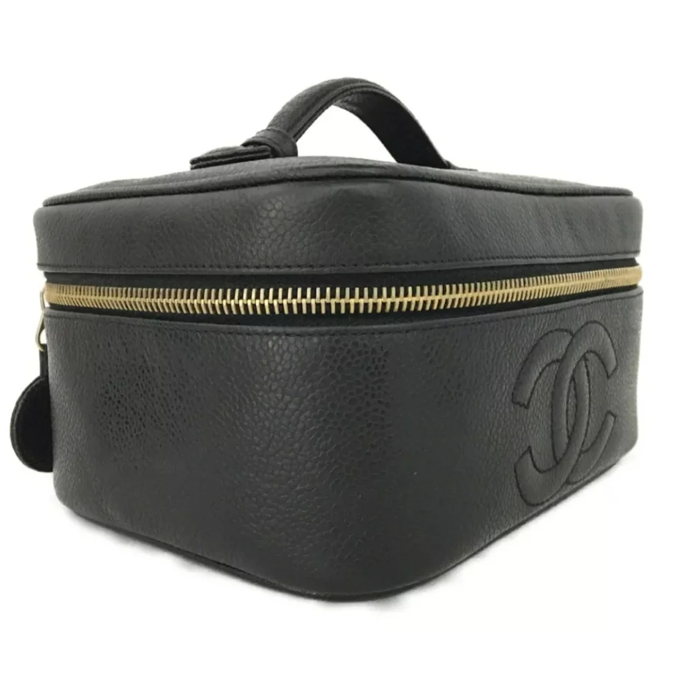 CHANEL CC Logo Grained Calfskin Cosmetics Vanity Hand Bag - Picture 3 of 12